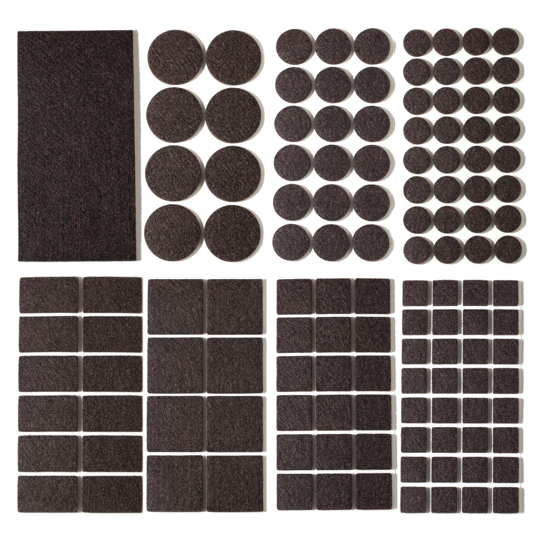 Felt Furniture Pads for Hardwood Floors 129 Piece, Furnigear Anti Scratches Felt Pads for Round, Square Chair Feet Self Adhesive Chair Felt Pads Sliders Moving Your Furniture Smoothly, Brown