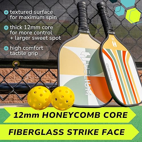 Miniatura 3 de Helium Pickleball Paddles Set of 4 - USAPA Certified - Graphite Fiberglass Surface, Lightweight Honeycomb Core