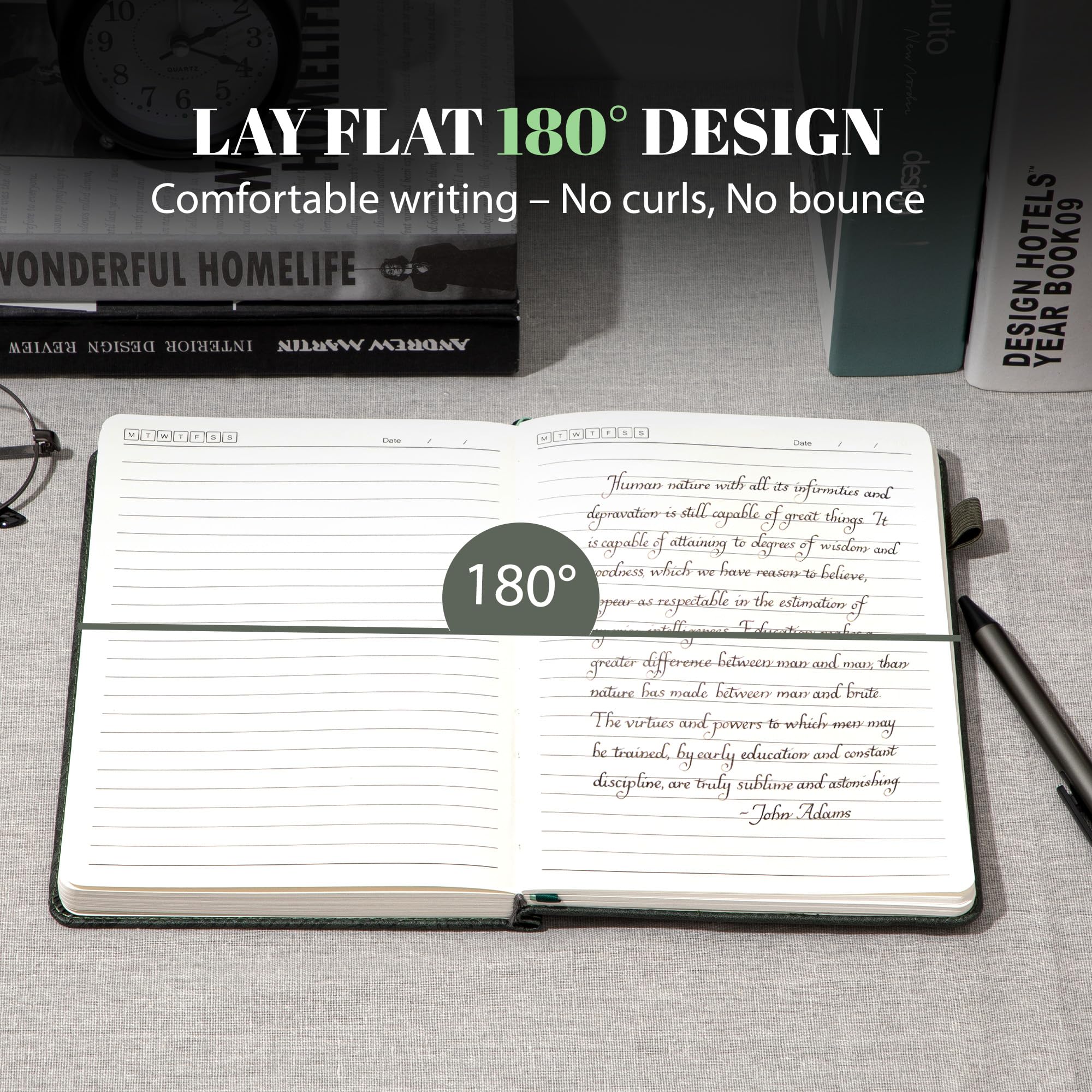 CAGIE Diario forrado para hombres y mujeres, cuaderno encuadernado de cuero con anillo de crecimiento de árboles, 256 páginas, 100 g/m², diarios para escribir, cuadernos de diario de tapa dura A5