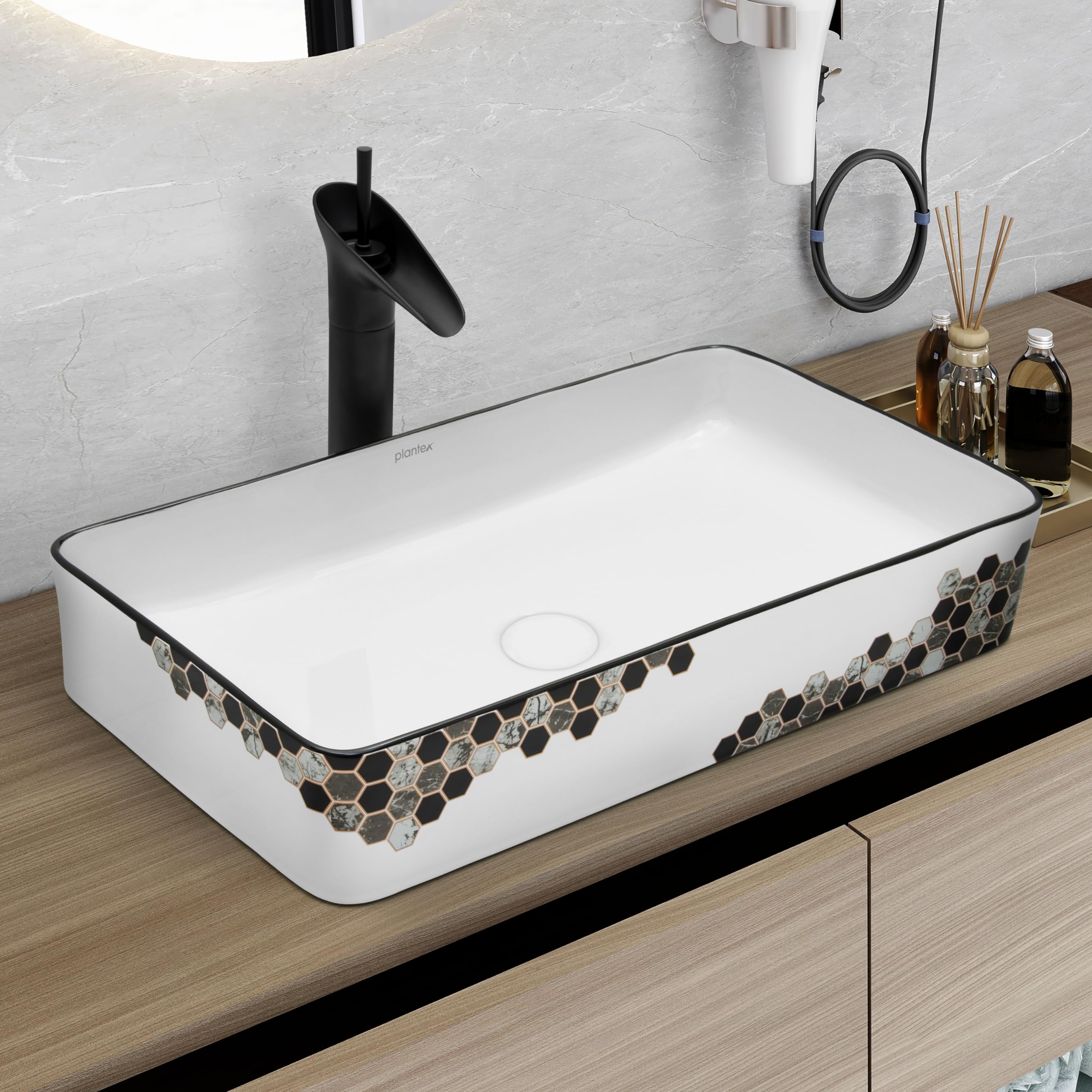 Plantex Ceramic Basin for Bathroom/Table Top Basin/Counter Top Basin for Restaurant/Hotel (24 x 14 x 11 Inch) (B0CS9RXMHJ) Amazon Price History, Amazon Price Tracker