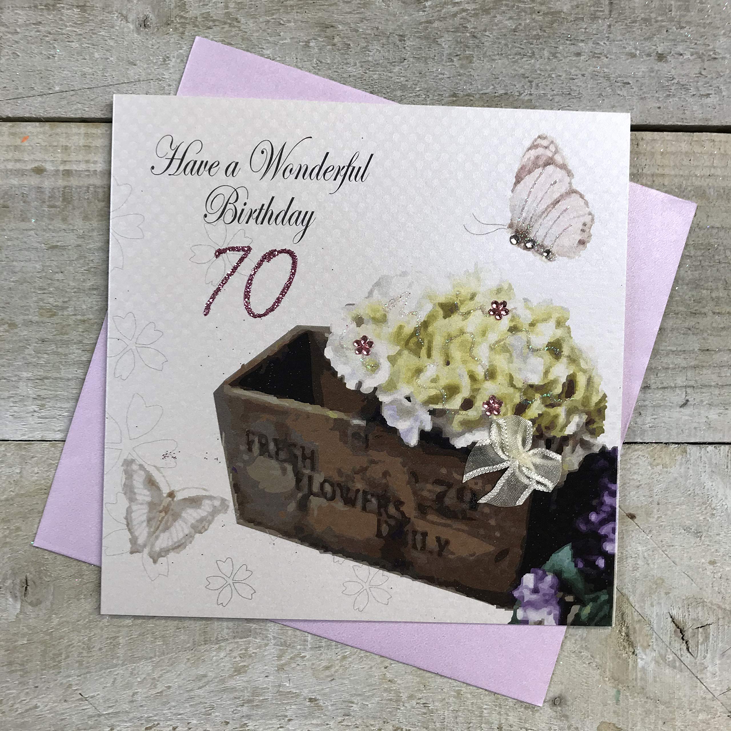 Handgefertigte Geburtstagskarte „Have A Wonderful Mum“ – 16x16 Cm, Mit Glitzer, Strass Und Umschlag