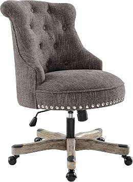 Linon Talia Charcoal Office Chair, Gray