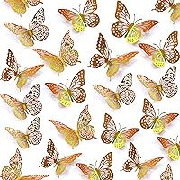 Vista 23 de SAOROPEB Decoración de pared de mariposa 3D, 72 piezas, 3 estilos, 3 tamaños, adhesivo metálico extraíble para pared, calcomanías murales