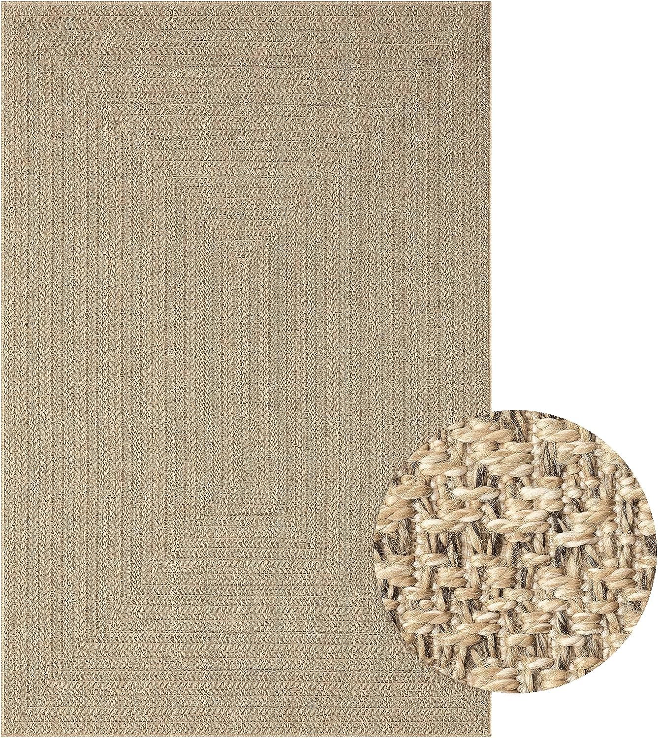 Mias Teppiche Kinsley - Alfombra de Yute Natural para Interior y Exterior, Resistente a la Intemperie, Ideal para Patio y jardín