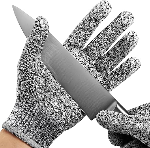 THOMEN 4 PCS (M+L) Cut Resistant Gloves Level 5 Protection for Kitchen, Upgrade Safety Anti Cutting Gloves for Meat Cutting, Wood Carving, Mandolin Slicing and More