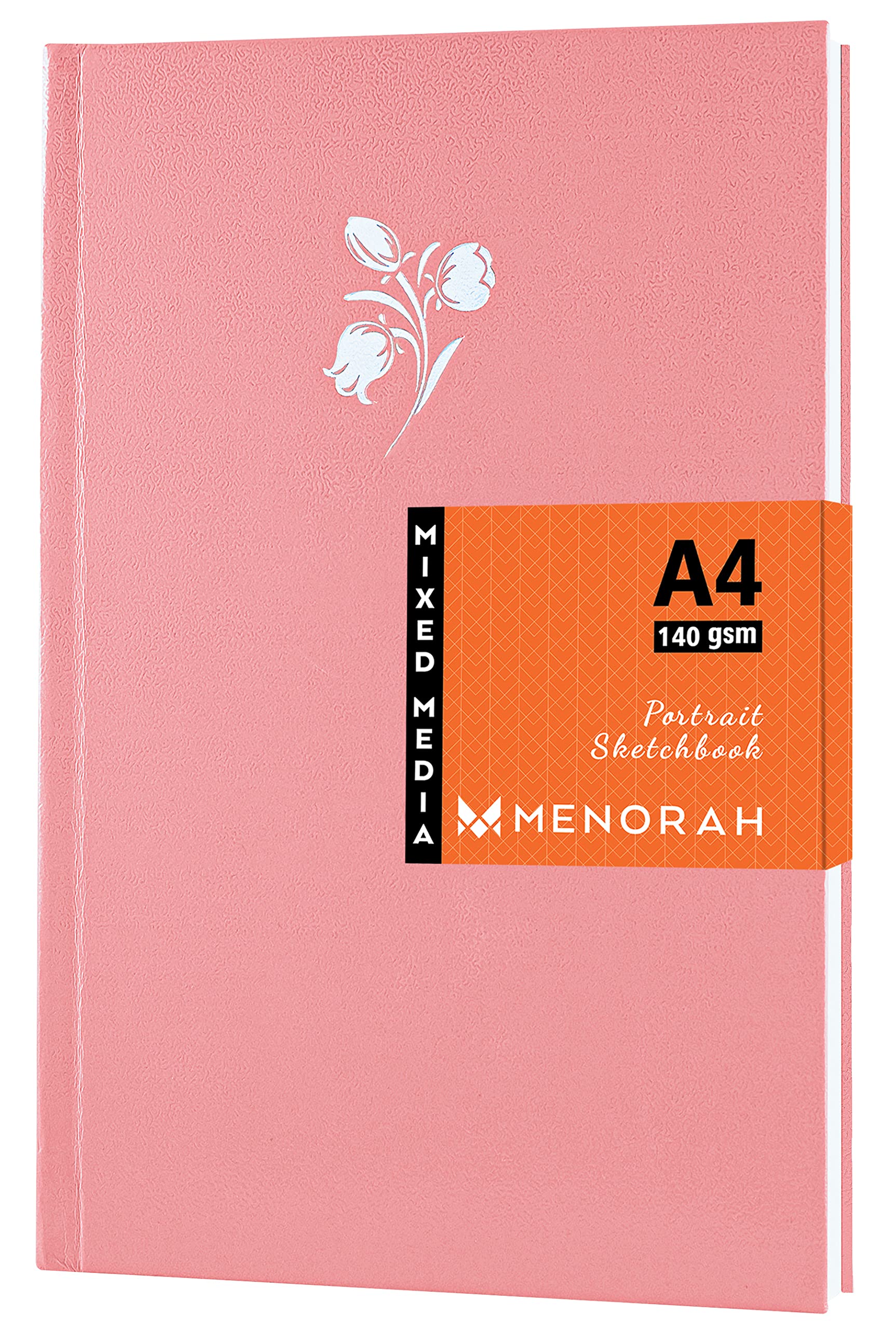 MENORAH - A4 - Artist Sketchbook - A4-140 GSM - (58 Sheets / 116 Pages) - (Size -29.7cm x 21.0cm) Drawing Book - Hard Bound- Handmade- CASSATA Sketch Book - (Cherry Pink - Orchid) - Portrait