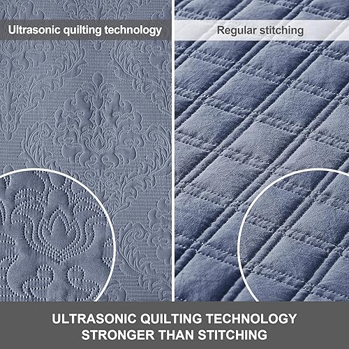 Vista 148 de Hansleep - Edredón blanco tamaño Queen – Colcha barroca ultrasónica para todas las estaciones, juego de ropa de cama suave y ligero, 3 piezas