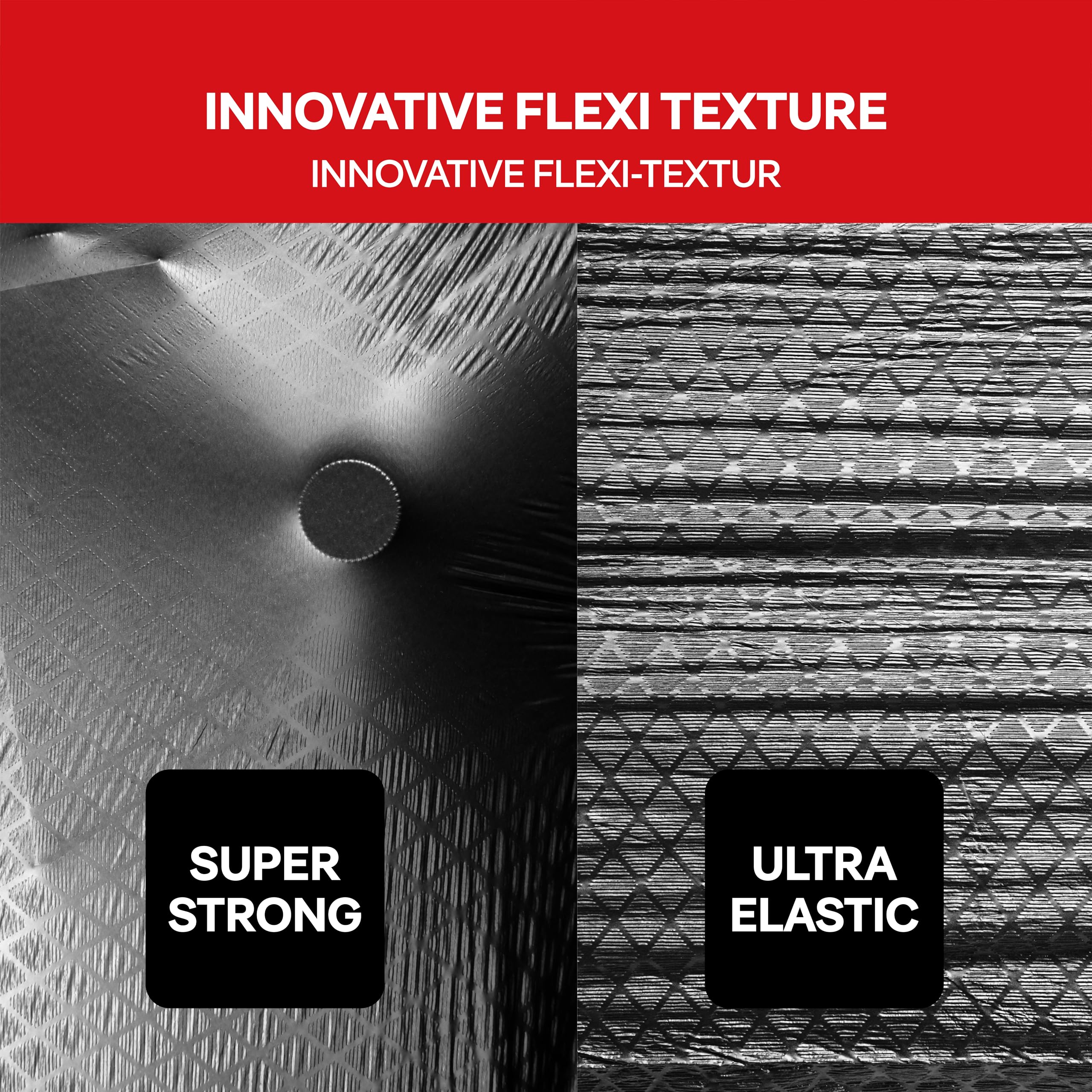 ALUFIX Sacchi della spazzatura Pro con cordino/Extra FLEXY LDPE 2 strati, 60 l, 10 sacchetti della spazzatura, 1 rotolo, 33 μm/acciaio nero, 64 × 69 cm, contro crepe e forature/innovativi, eleganti