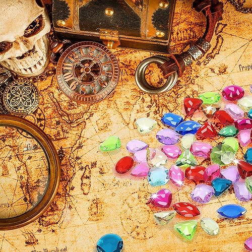 Miniatura 7 de Yolev 100 gemas de juguete acrílicas piratas de colores, joyas del tesoro de imitación de diamantes de imitación para decoración de mesas, rellenos