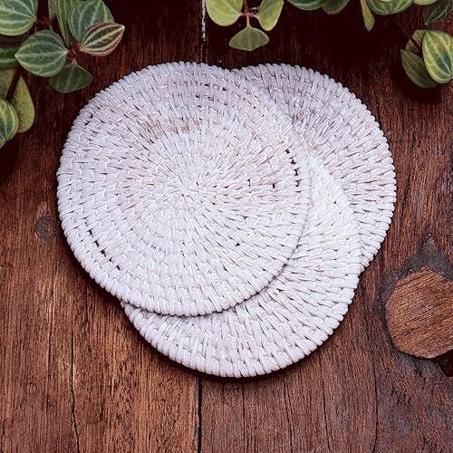 Miniatura 7 de Artera - Posavasos de ratán natural hechos a mano, salvamanteles redondos tejidos con paja para taza de té, almohadilla de placa de mimbre