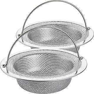 Kitchen Sink Strainer Stainless Steel, Kitchen Sink Drain Strainer with Handle, Sink Strainers with Large Wide Rim 4.5" Diameter for Kitchen Sinks (2PCS)