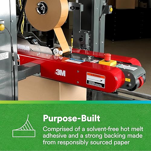 Vista 8 de 3M Scotch Performance - Cinta de sellado de cajas de papel 570, marrón, 2.8 x 55 yardas (72 mm x 50 m), 1 rollo, compatible con reciclaje, ideal