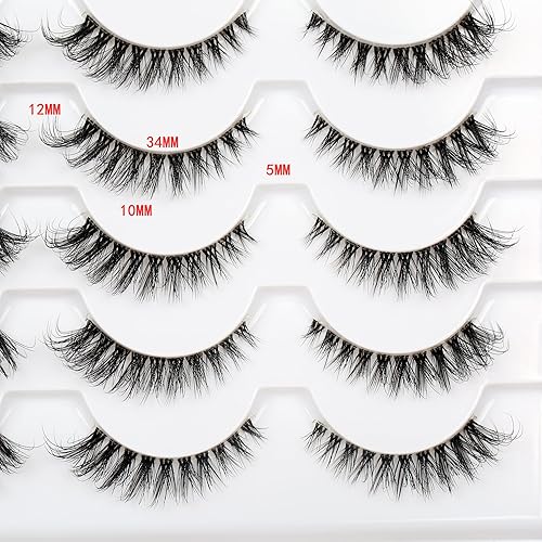 Miniatura 493 de Pooplunch Pestañas postizas de pelo de visón sintético, estilo de ojo de gato, paquete de pestañas postizas naturales esponjosas, paquete múltiple