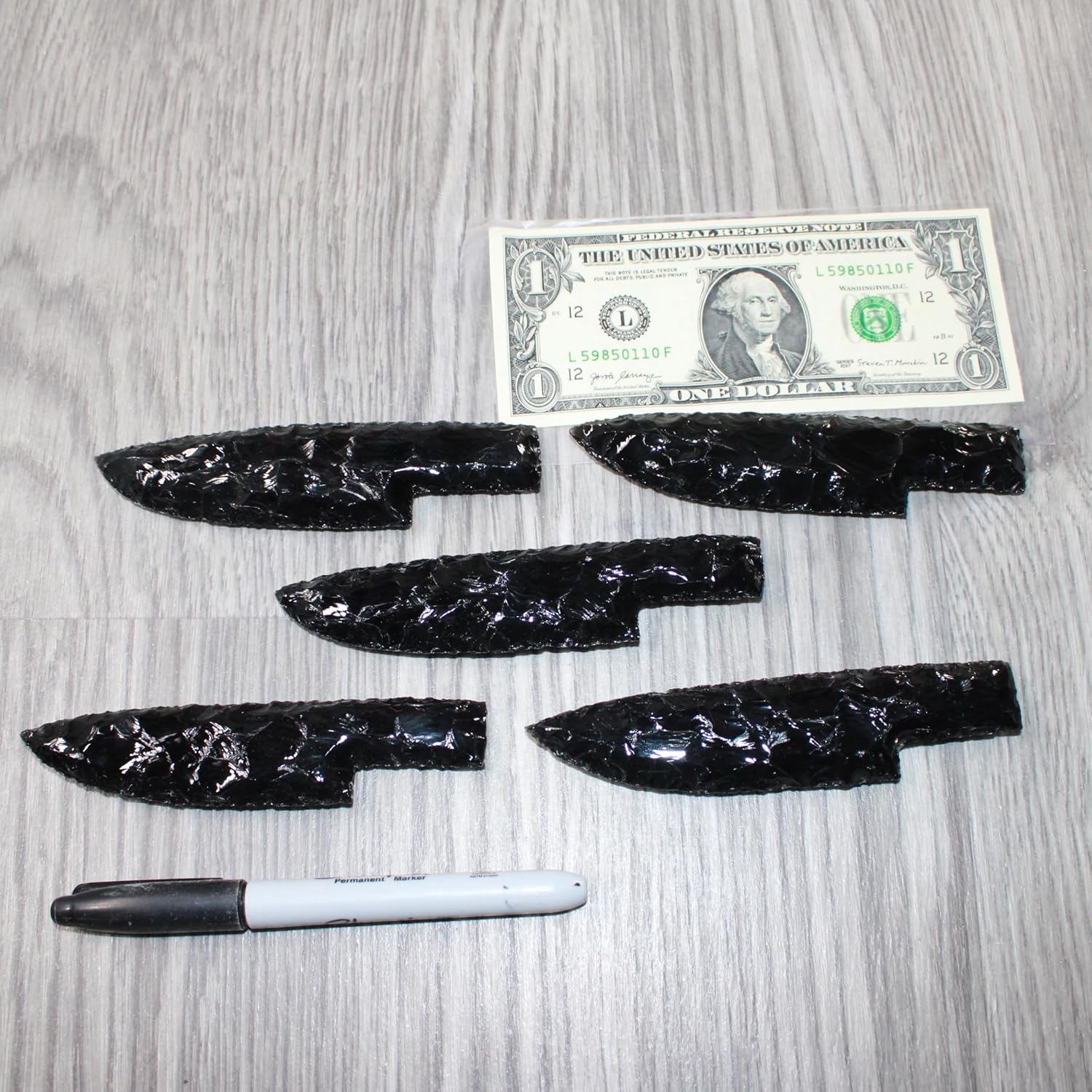 5 Obsidian Ornamental Knife Blades #8163 Mountain Man Knife