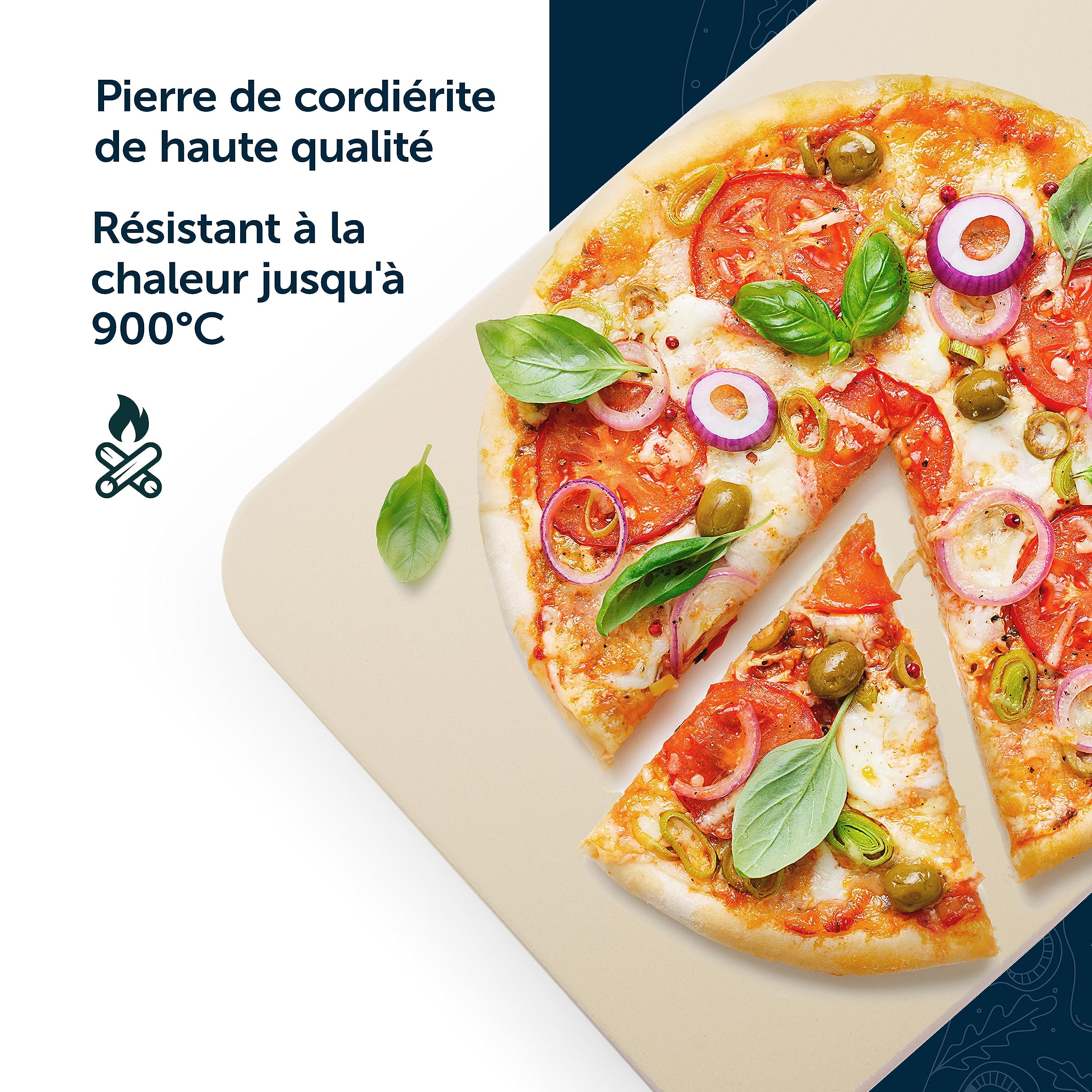 Blumtal - Pierre a pizza en cordiérite pour four et grill à gaz pour une cuisson homogène, une pâte croustillante et une pizza traditionnelle