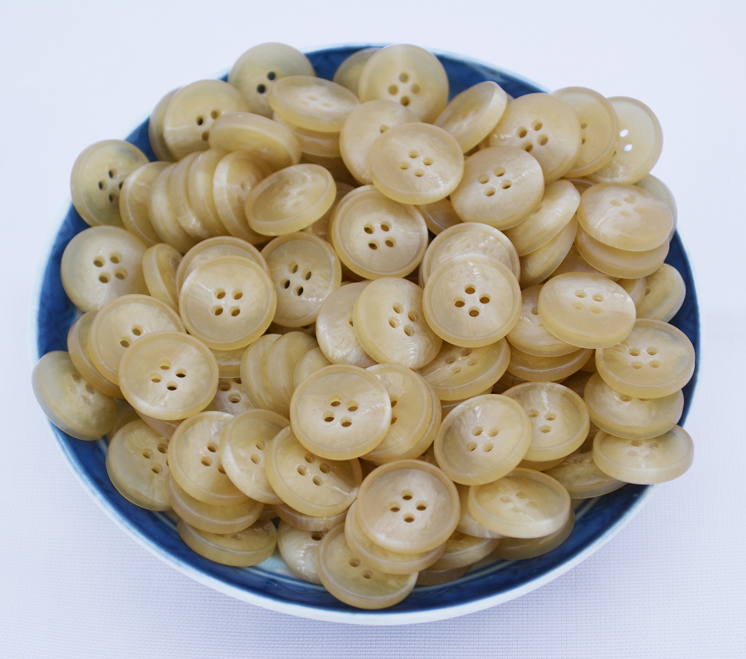 Yellow Buffalo Horn Suit Buttons - 14 pc Replacement Set with 4 Front and 10 Cuff pcs - Rarest and Finest Horn Available!