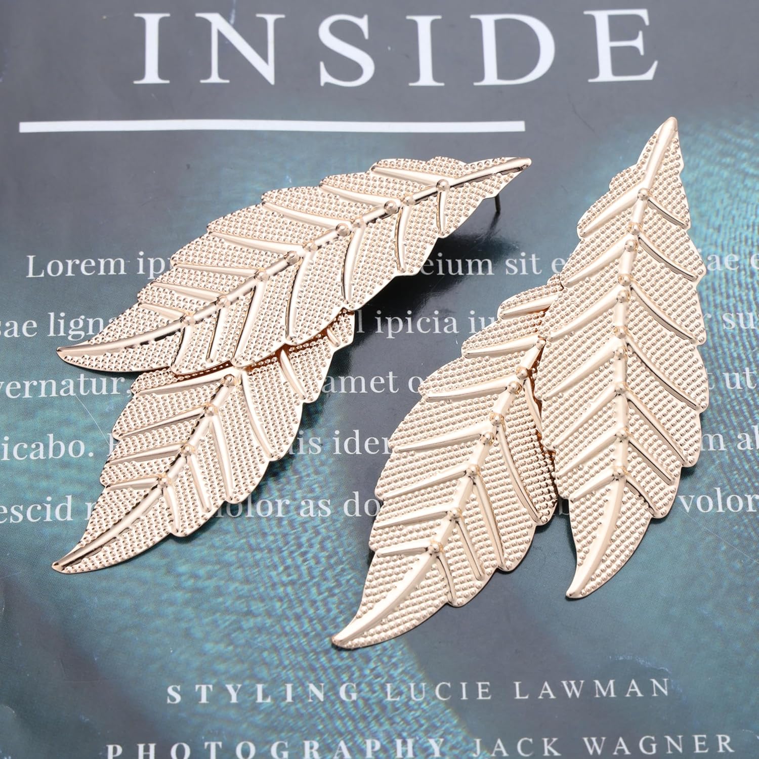 Punk Gold Earrings Large Leaf Dangle Earrings Metal Leaf Statement Earrings Exaggerated Leaves Stud Earrings Jewelry for Women - Image 3
