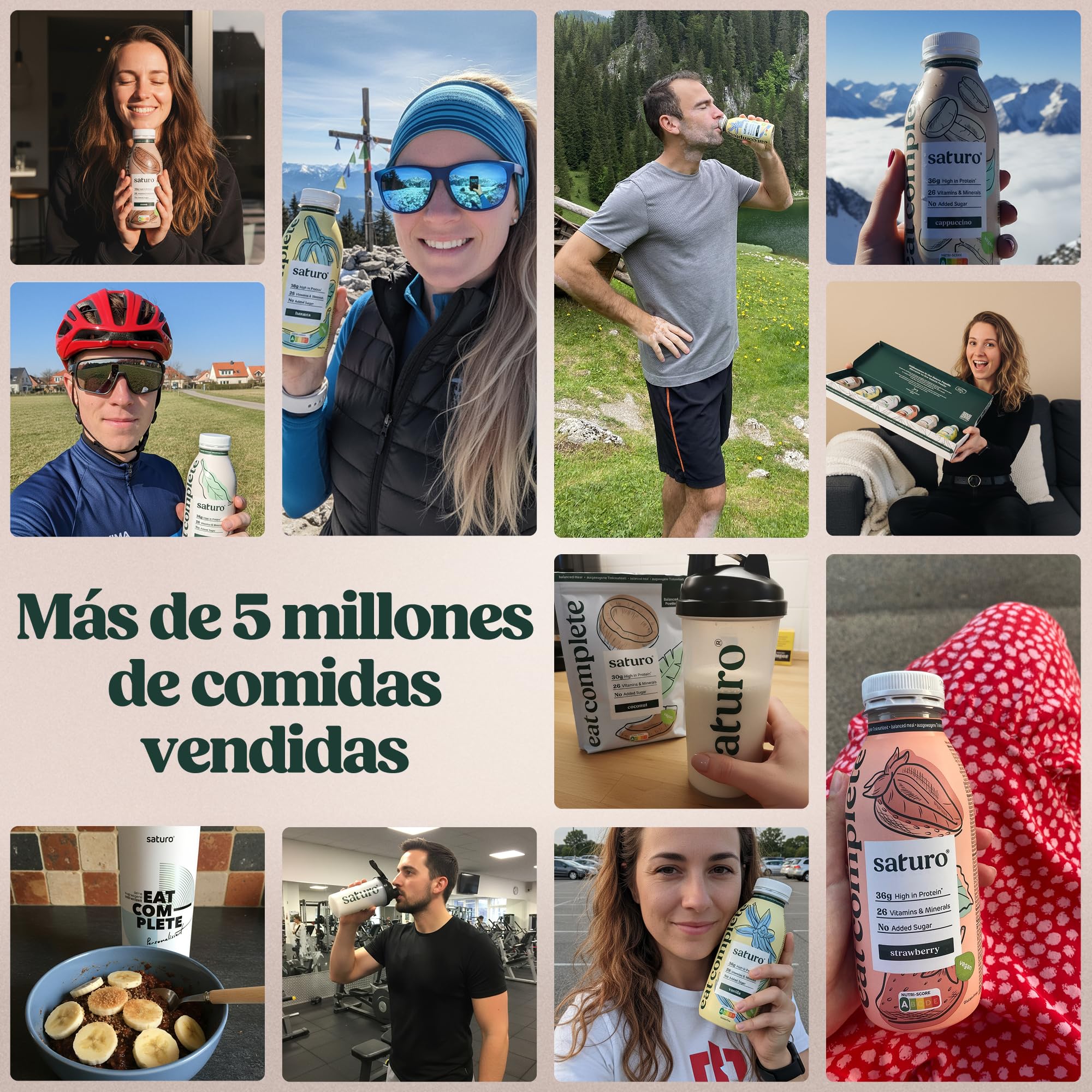 Saturo Batido de Original Sustituto de Comida | Comida para astronautas con proteínas y 500kcal | Vegano | Comida bebible con nutrientes esenciales | 6 x 500 ml