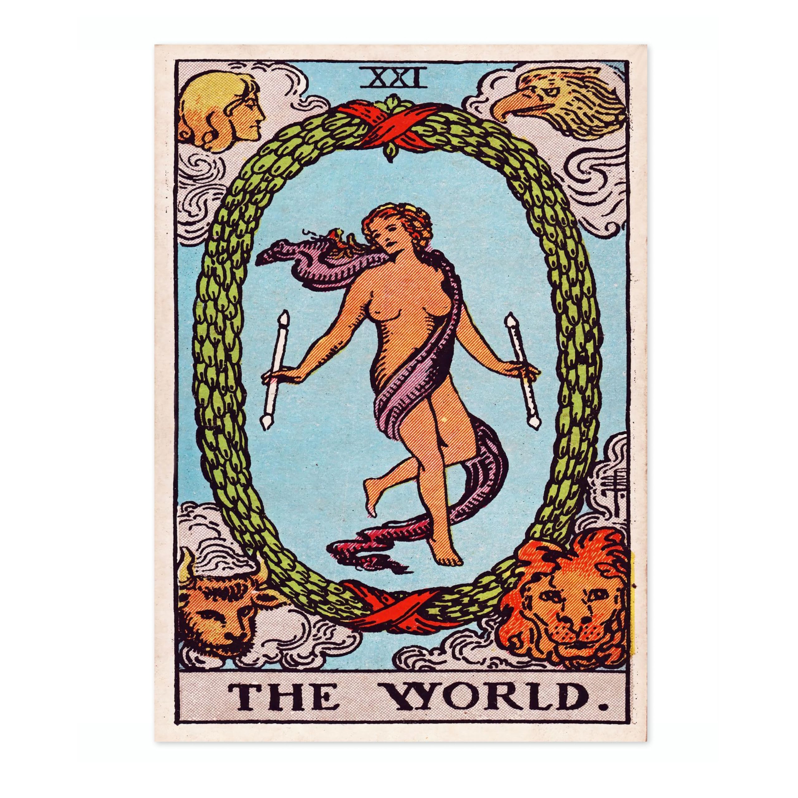 Animato World Vintage Tarot Art Print, Spiritual Wall Art Poster, Retro Mystical Bedroom Home Decor, 50x70cm (Print Only) - 50x70cm โ image 1