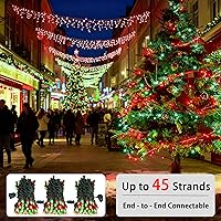 Vista 6 de Cadena de luces LED de 25 pies, 50 L, 6 pulgadas de espacio, cable verde, rojo y verde