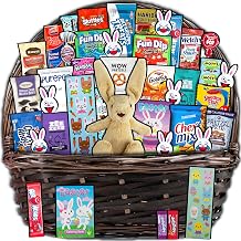 Easter Basket Gift 40ct - Already Filled Easter Gift Basket for Kids and Adults with Bunny, Candy, Snacks, and Treats - Boys, Girls, Grandchildren, Young Children, Toddlers, Men, Women