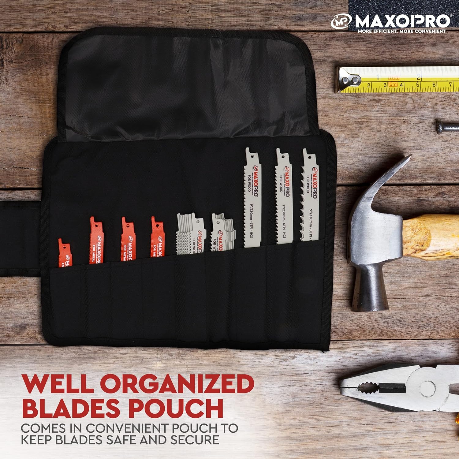 32-Pieces Reciprocating Saw Blades Set – Premium Quality Sawzall Blades for Metal and Woodcutting – Durable & Sharp Pruning Saw Blades with Organizer Pouch