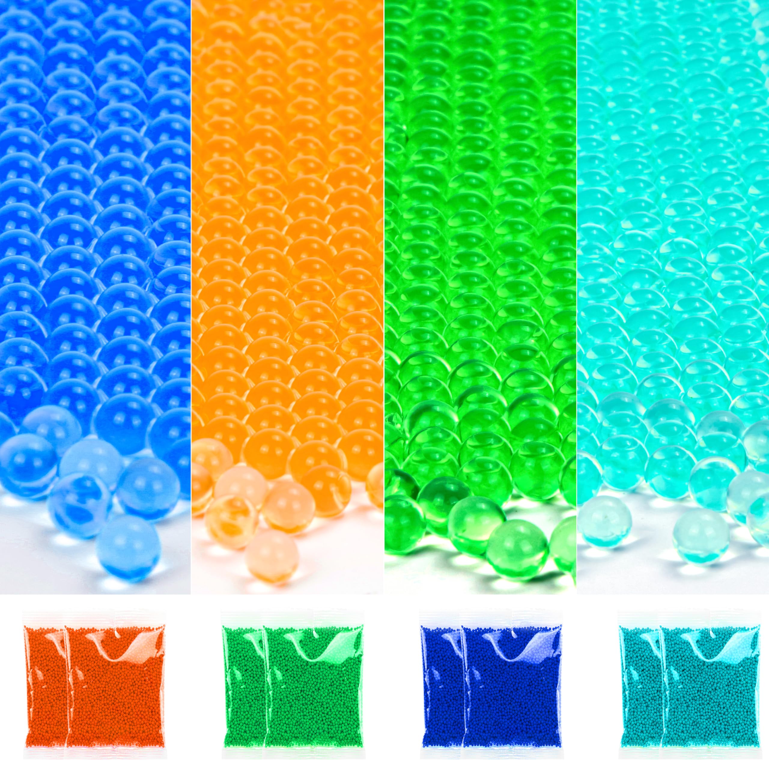 120000 Pcs Gel Balls Blaster Ammo Splat Refill (7-8 mm, 12 Pack), Orange,Green, Blue,Light Blue Gel Splatter 7.5mm Blaster Bullets, for Ages 14+