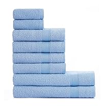 nottoc Set Asciugamani Bagno Azzurro, Hotel, 100% Cotone, 2 Telo Doccia 70x140cm + 4 Asciugamani 50x90cm + 2 Asciugamani Ospiti 30x50cm, Asciugamani Bagno Viso e Bidet, Morbidi, Assorbenti