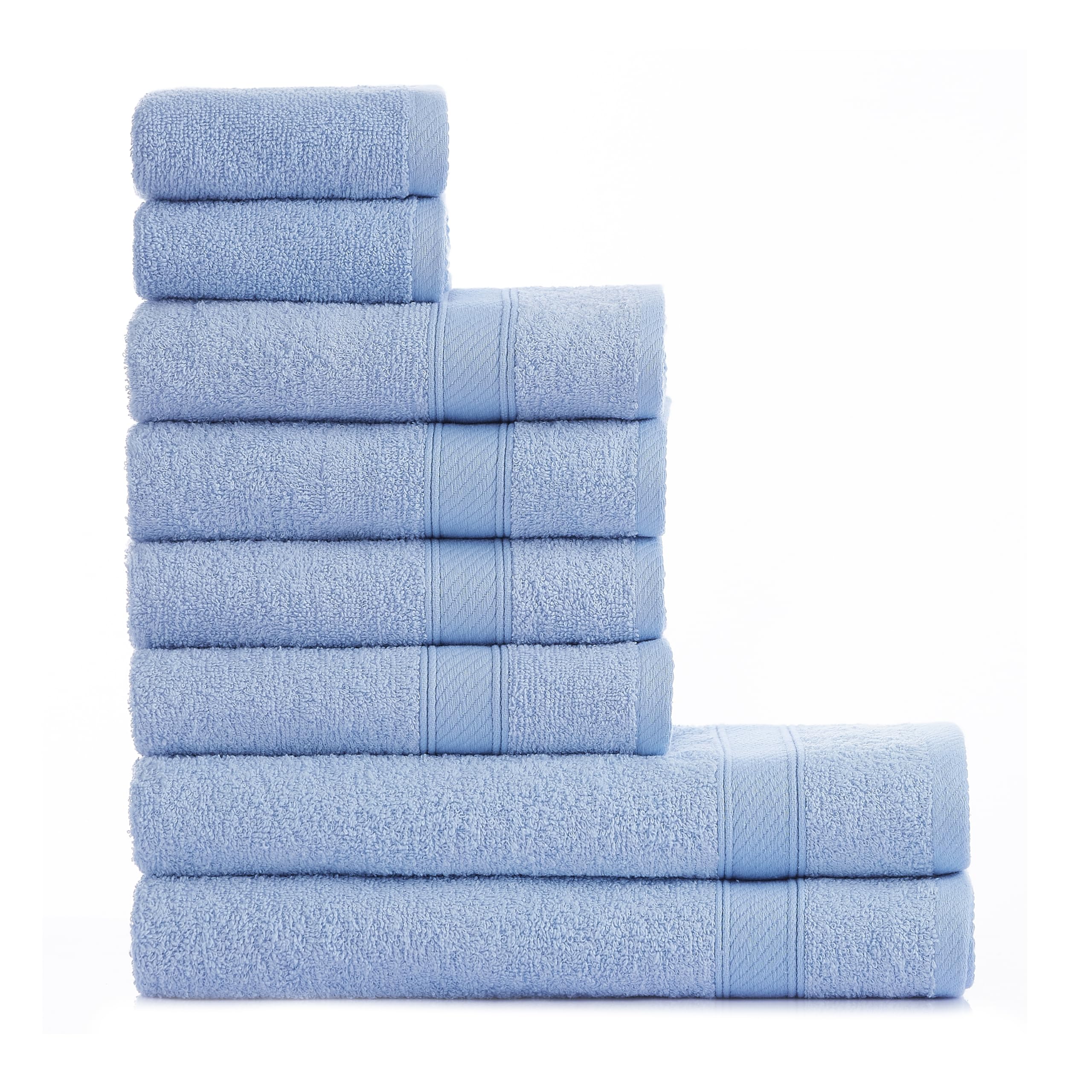 nottoc Set Asciugamani Bagno Azzurro, Hotel, 100% Cotone, 2 Telo Doccia 70x140cm + 4 Asciugamani 50x90cm + 2 Asciugamani Ospiti 30x50cm, Asciugamani Bagno Viso e Bidet, Morbidi, Assorbenti