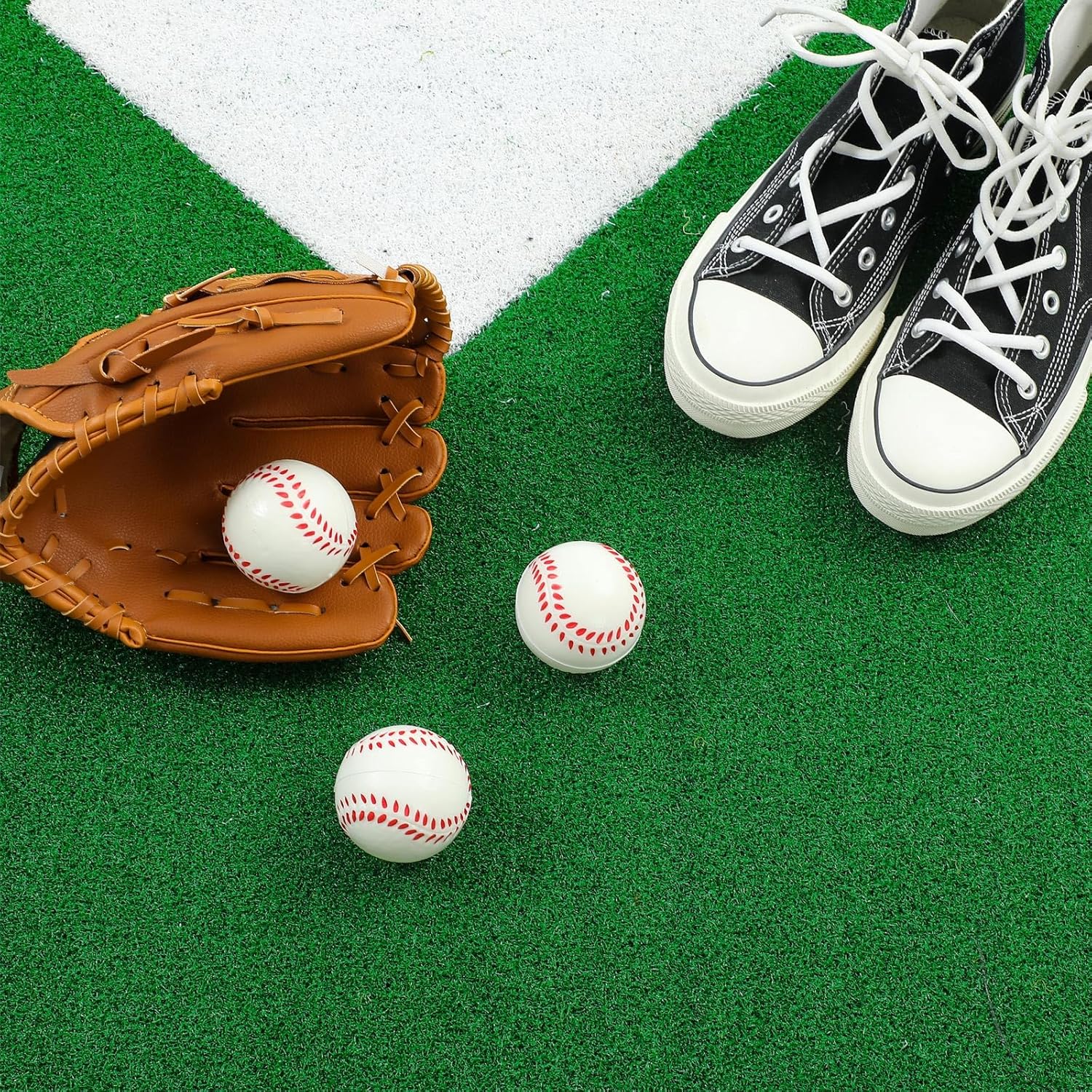 Meooeck Baseball Batting Mat Softball Inlaid Home Plate Turf Hitting Mats Batters Box with Carry Strap Non-Slip Backing for Cage Indoor Outdoor