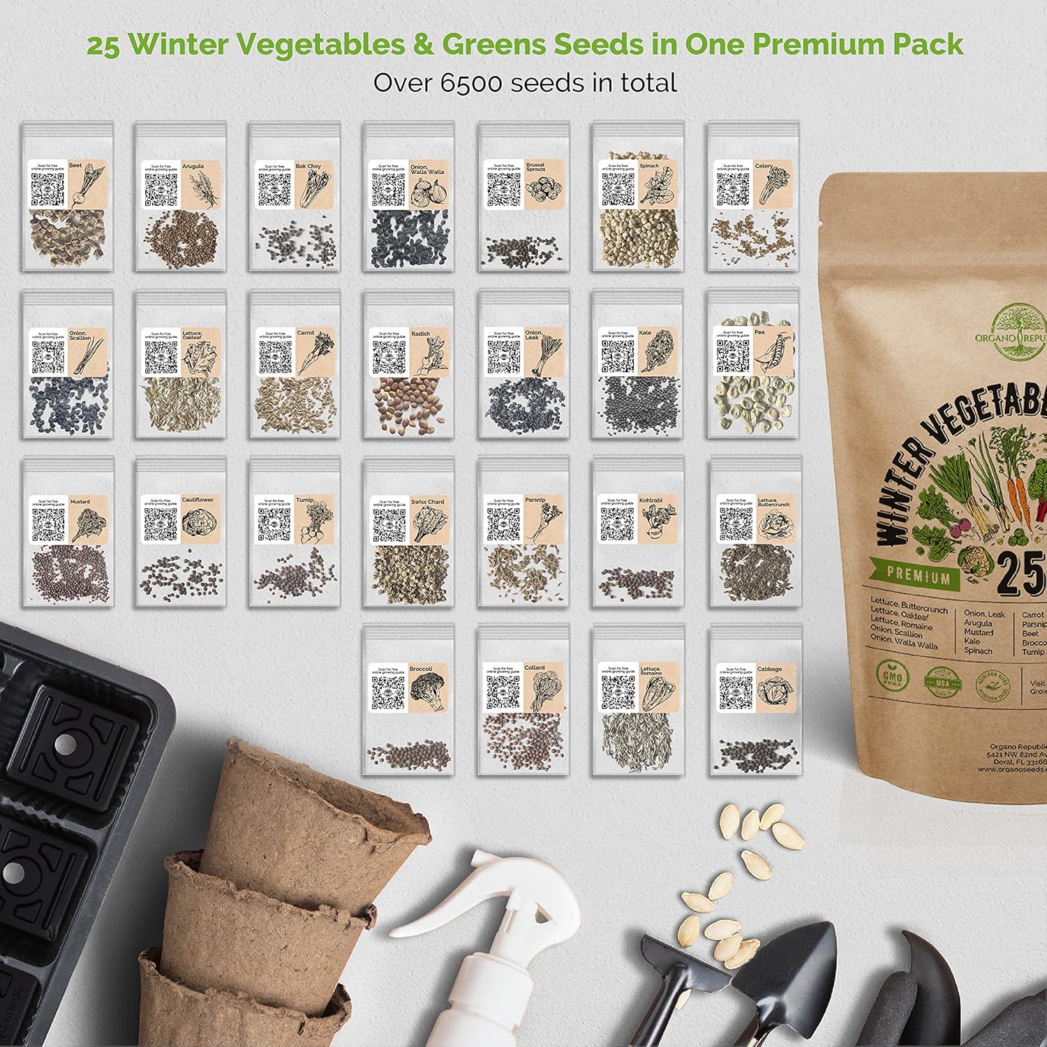25 Winter Vegetable Garden Seeds Variety Pack for Planting Outdoors & Indoor Home Gardening 6500+ Non-GMO Heirloom Veggie Seeds: Broccoli Beet Carrot Collard Lettuce Radish Spinach Pea Kohlrabi & More : Patio, Lawn & Garden