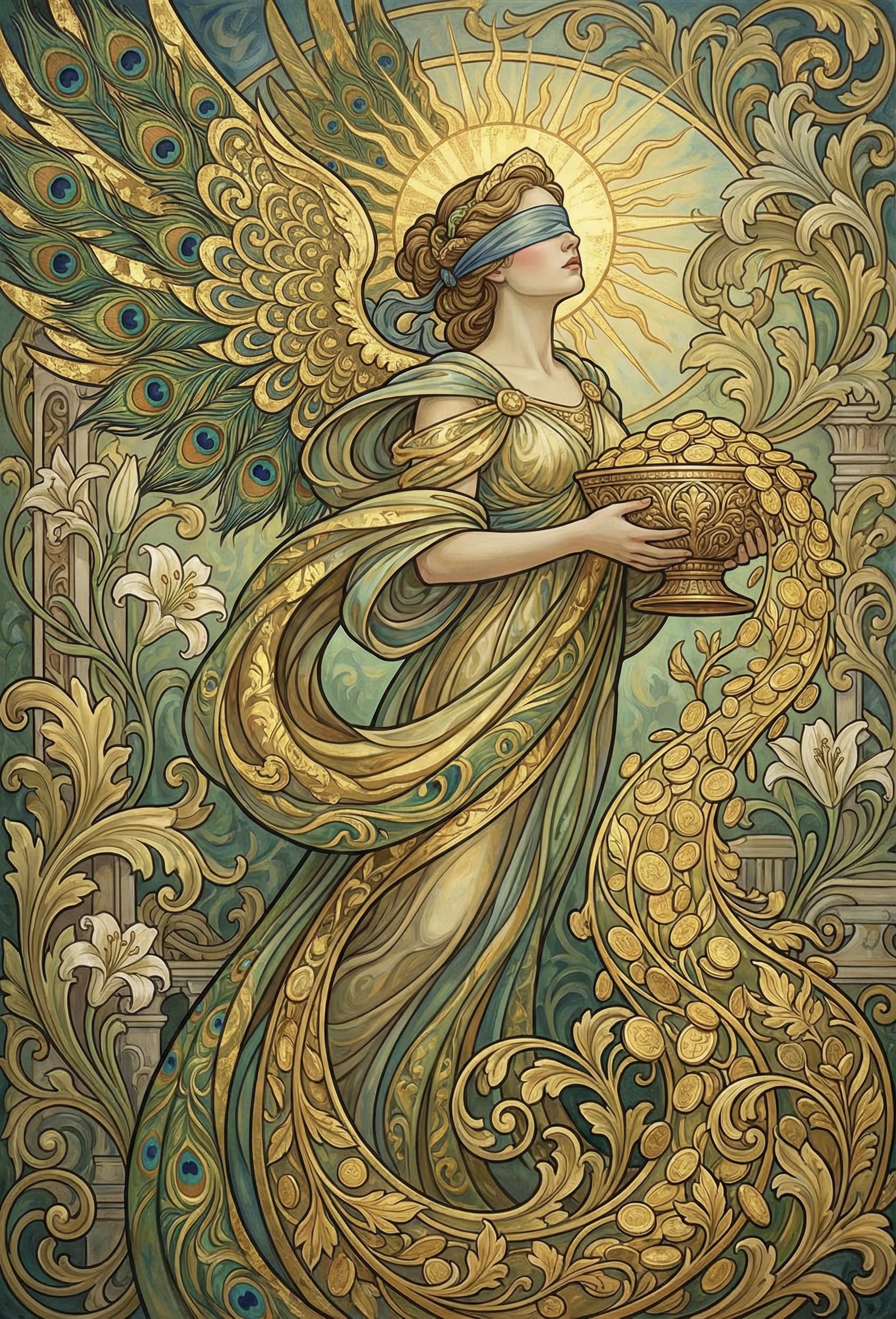 Art Nouveau Angel Goddess Wooden Puzzle 1000 Pieces, Rainy Day Indoor Game
