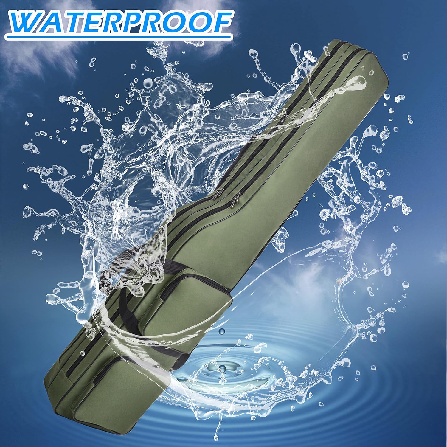 Fishing Rod Bag Carrier, 4.27ft Portable Folding Fishing Rod Case Multiple Poles Reel Storage Bag Fishing Gears Organizer Gift for Men Travel