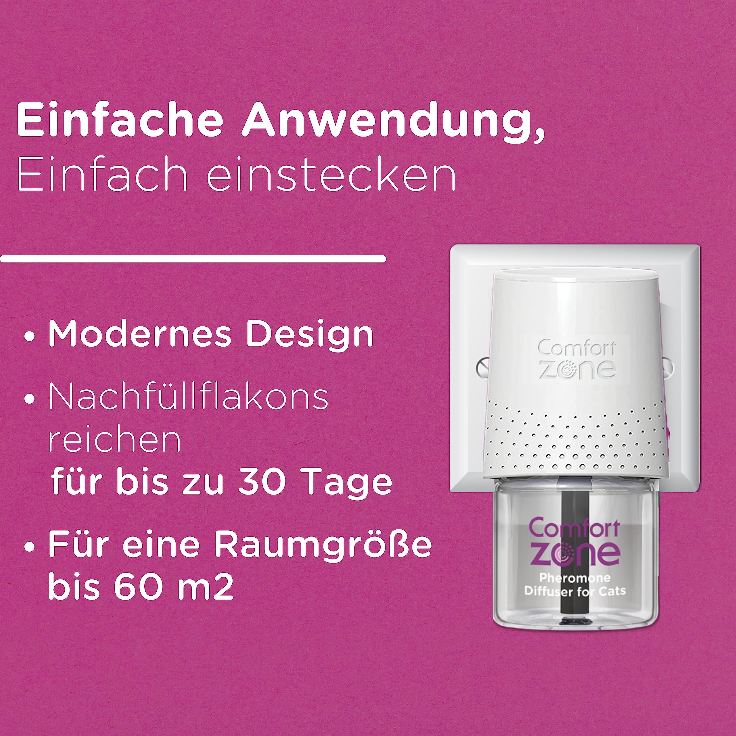 4er-Nachfüllpack im Sparpaket (120 Tage) für Comfort Zone Diffuser, Pheromone für EIN entspanntes Zuhause - reduziert Stress, Markieren, Kratzen und andere problematische Verhaltensweisen.