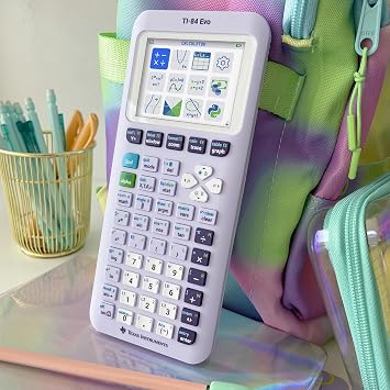 TI-84 Evo Graphing Calculator Texas Instruments, Lavender | Intuitive Icon-based Homescreen, USB-C Charging, Python Programming, Faster Performance, Bigger Graphs than TI-84 Plus CE