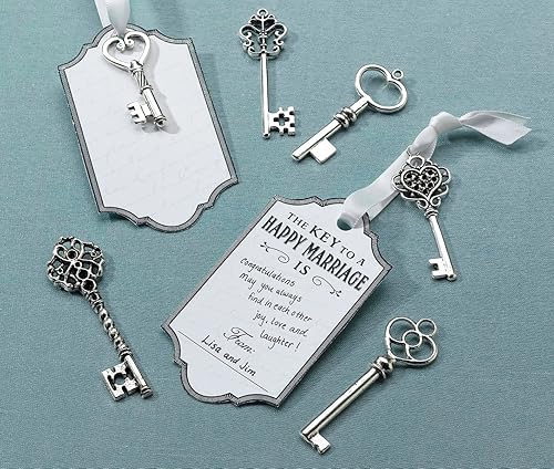Lillian Rose Guest Book Alternative Silver Key Tag Favors, Bronze