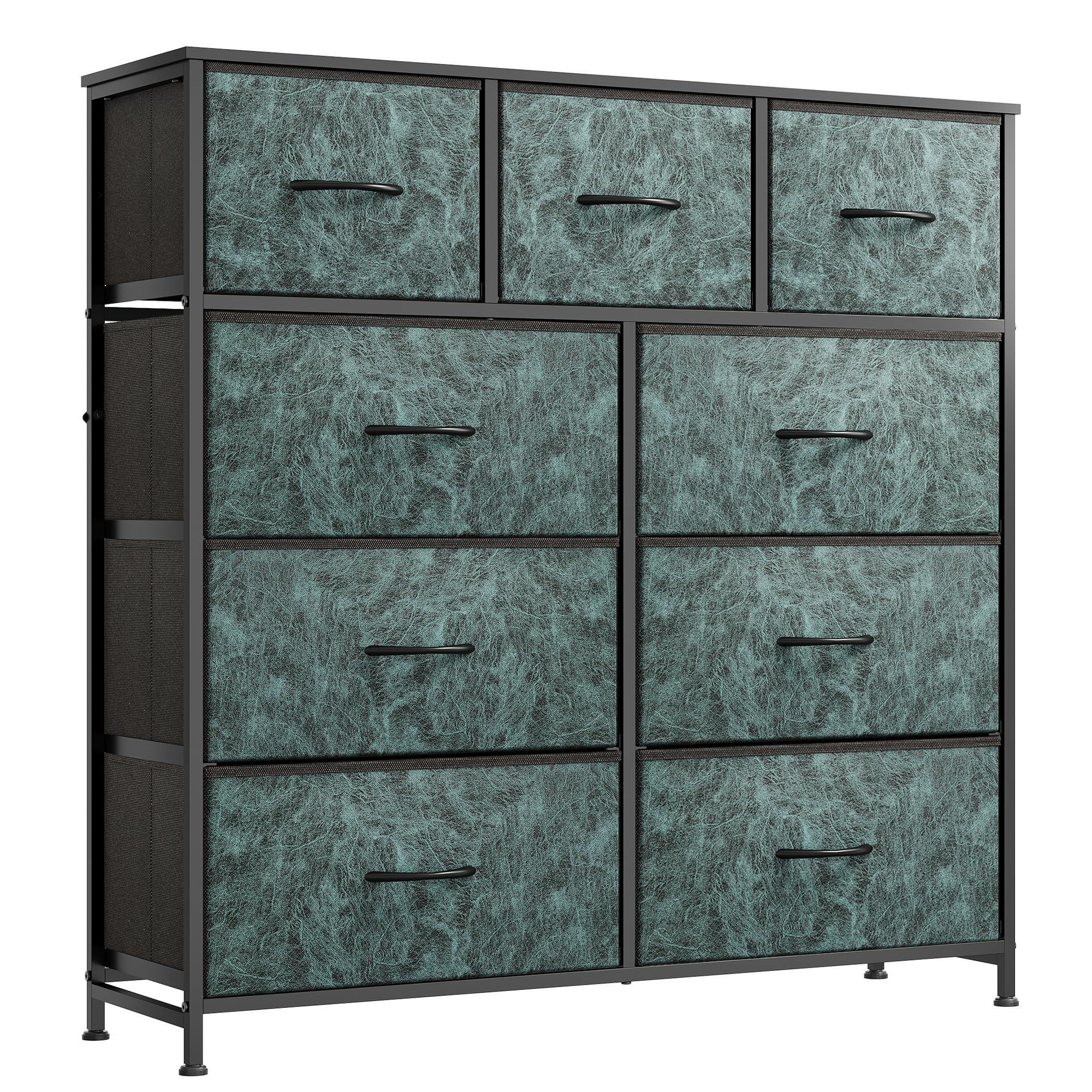 WLIVE Tall Dresser for Bedroom, 9 Drawer Chest of Drawers, Vintage Green