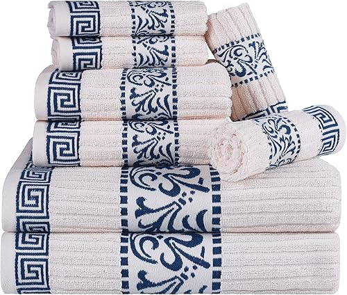 Miniatura 1 de Superior Athens Collection Athens Collection - Juego de 8 toallas de algodón, diseño griego decorativo, artículos esenciales para el hogar, toallas