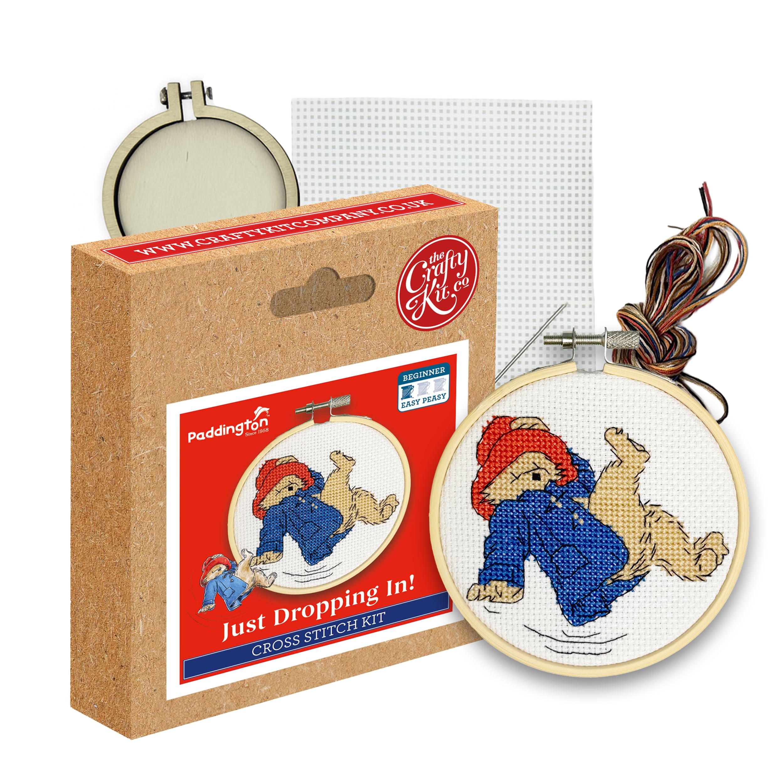 Just Dropping In! (Paddington Bear) Mini Cross Stitch Kit With Hoop By the Craf