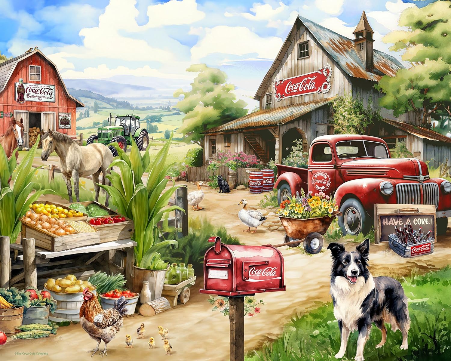 Springbok Coca-Cola Countryside Market 1000 Piece Jigsaw Puzzle for Adults - Unique Cut Pieces - Made in USA