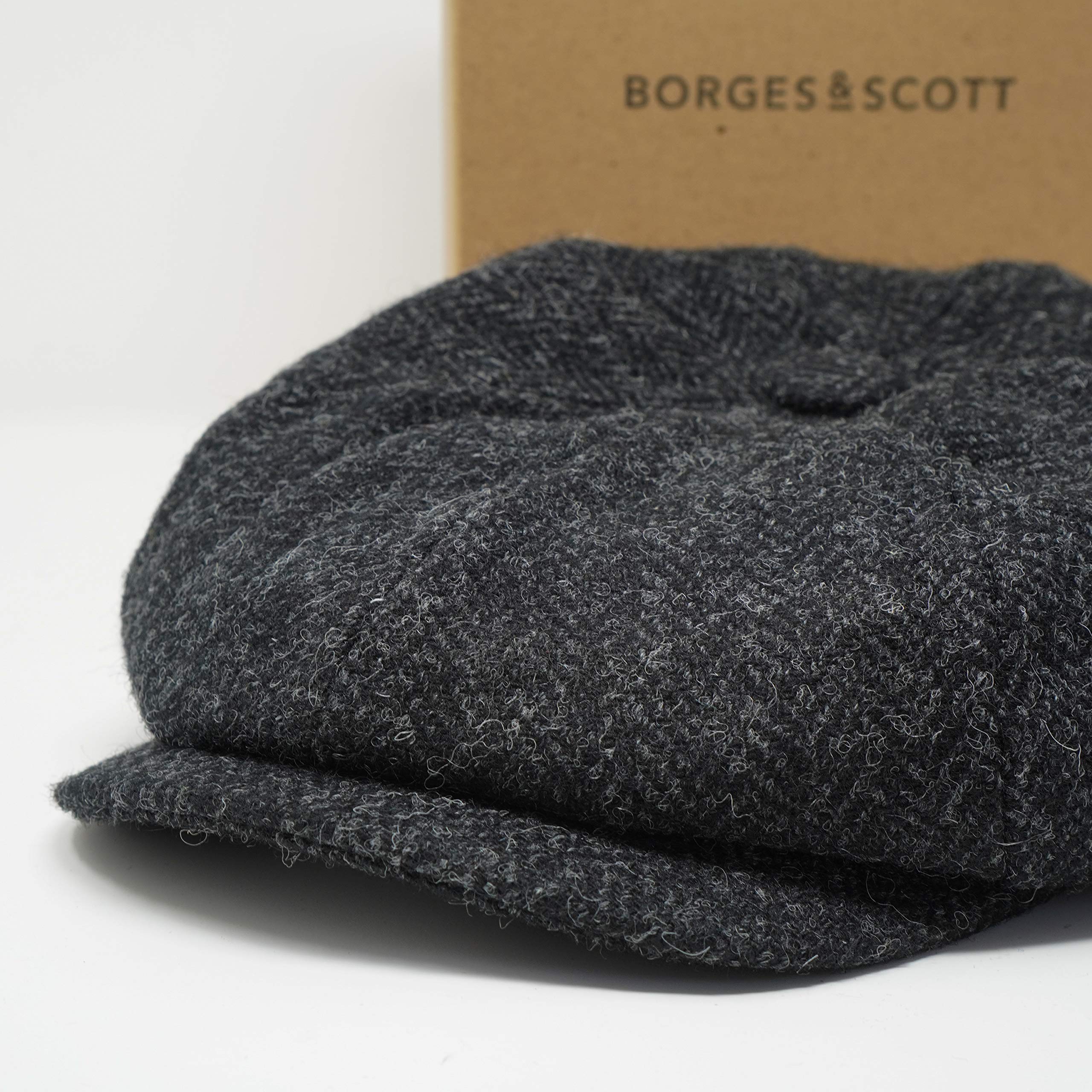 BORGES & SCOTT Gorra Estilo Newsboy Lomond - 100% Lana Tejida a Mano - Harris Tweed - Resistente al Agua