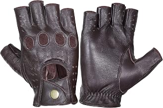 Genuine Lambskin Leather Half Finger Motorcycle Gloves