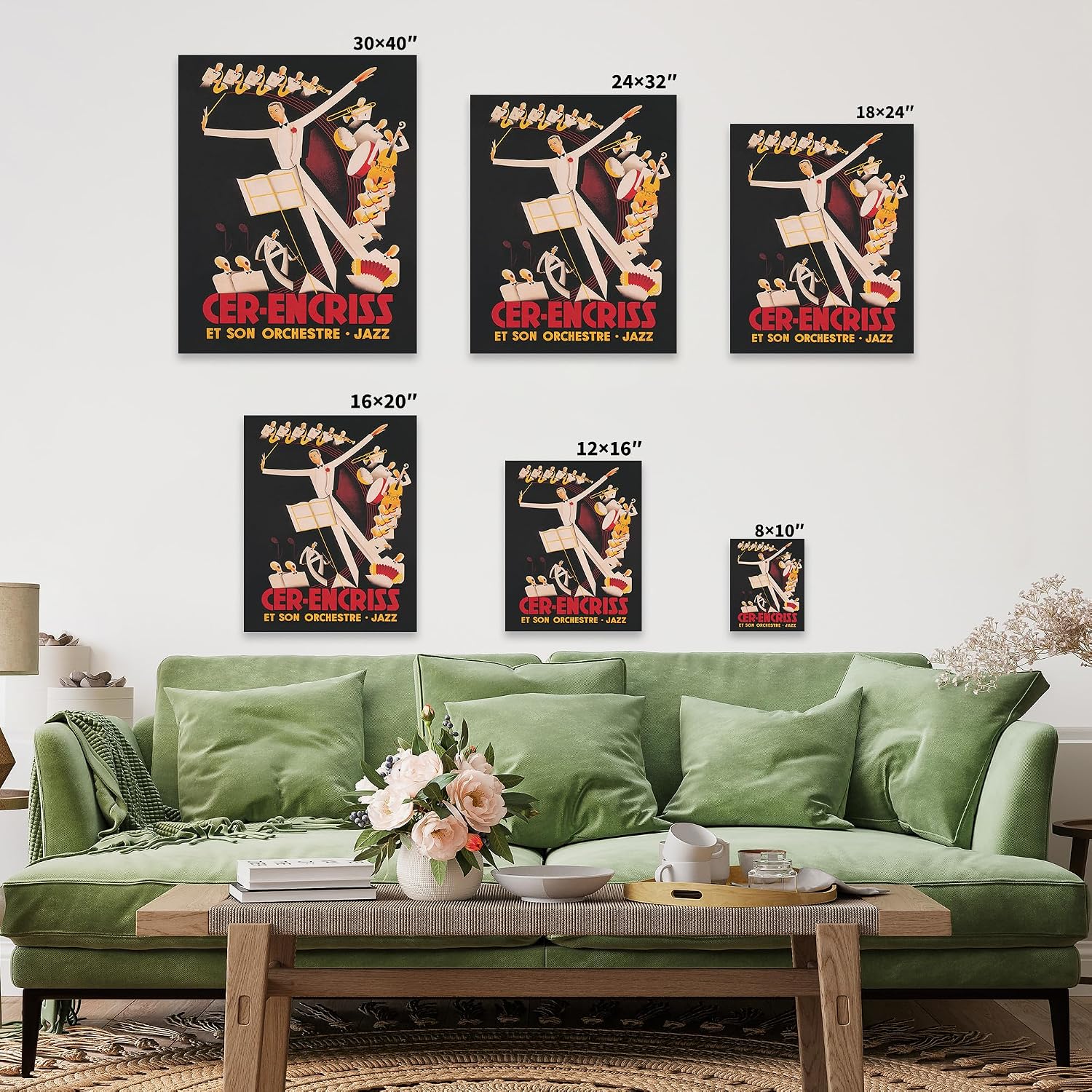 Poster Master Music Canvas - Retro Jazz Print - French Orchestra Art - Art Deco Gift for Men, Women, Musician - Great Wall Decor for Bedroom, Living Room, Music Room - 8x10 STRETCHED Canvas