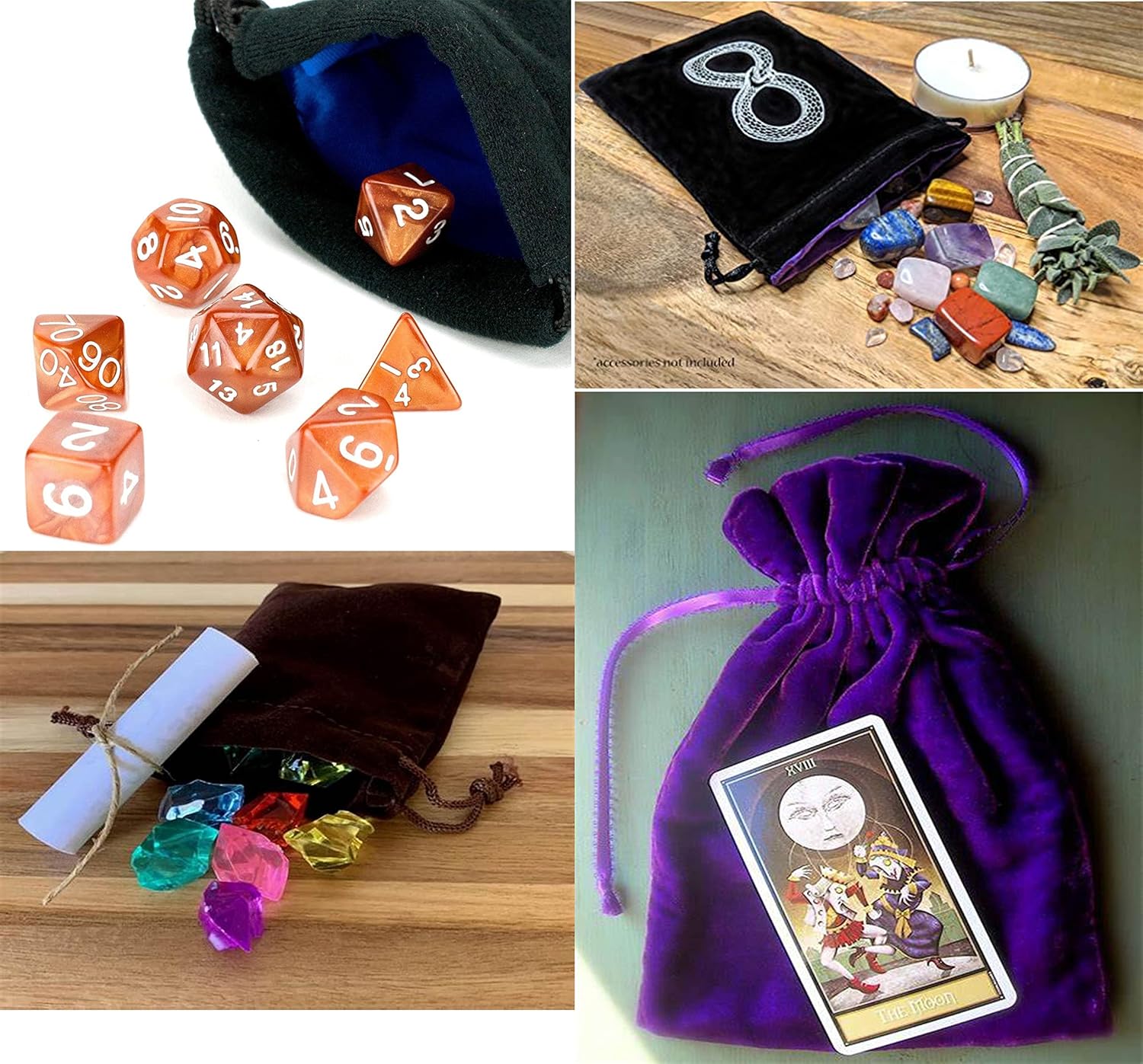 Sansam Large Velvet Drawstring Gift Bag – 10pcs Jewelry & Accessory Pouch for Bracelets, Necklaces & Gifts, Tarot Rune Bags, Purse Storage Bags, Mixed - Image 5