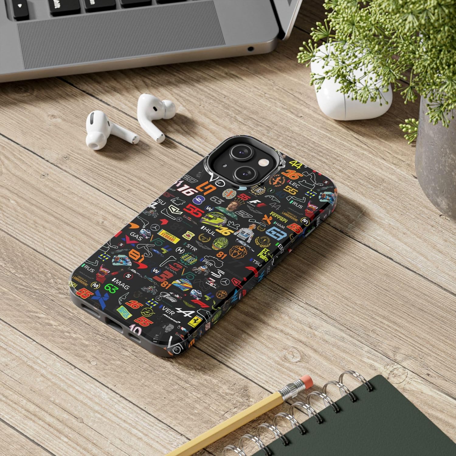Formula Racing Collage Tough Phone Case 4 Formula Racing Fans Compatible with iPhone 16, 15, 14, 13, 12, 11, X