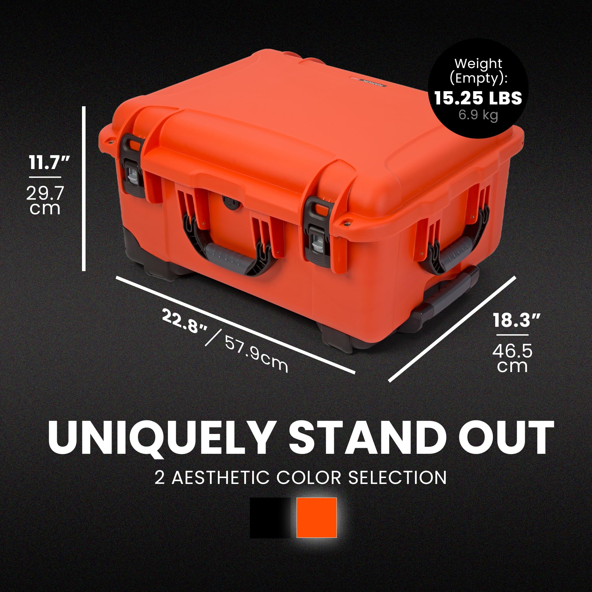 NANUK 950 - Maletín rígido Impermeable con Ruedas vacío, Color Naranja
