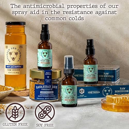 Miniatura 5 de Savannah Bee Company - Spray de propóleo dulce y mentoso, 1 onza líquida. Natural Throat Soother! Mezcla de 5 ingredientes Bee Honey Throat Spray!