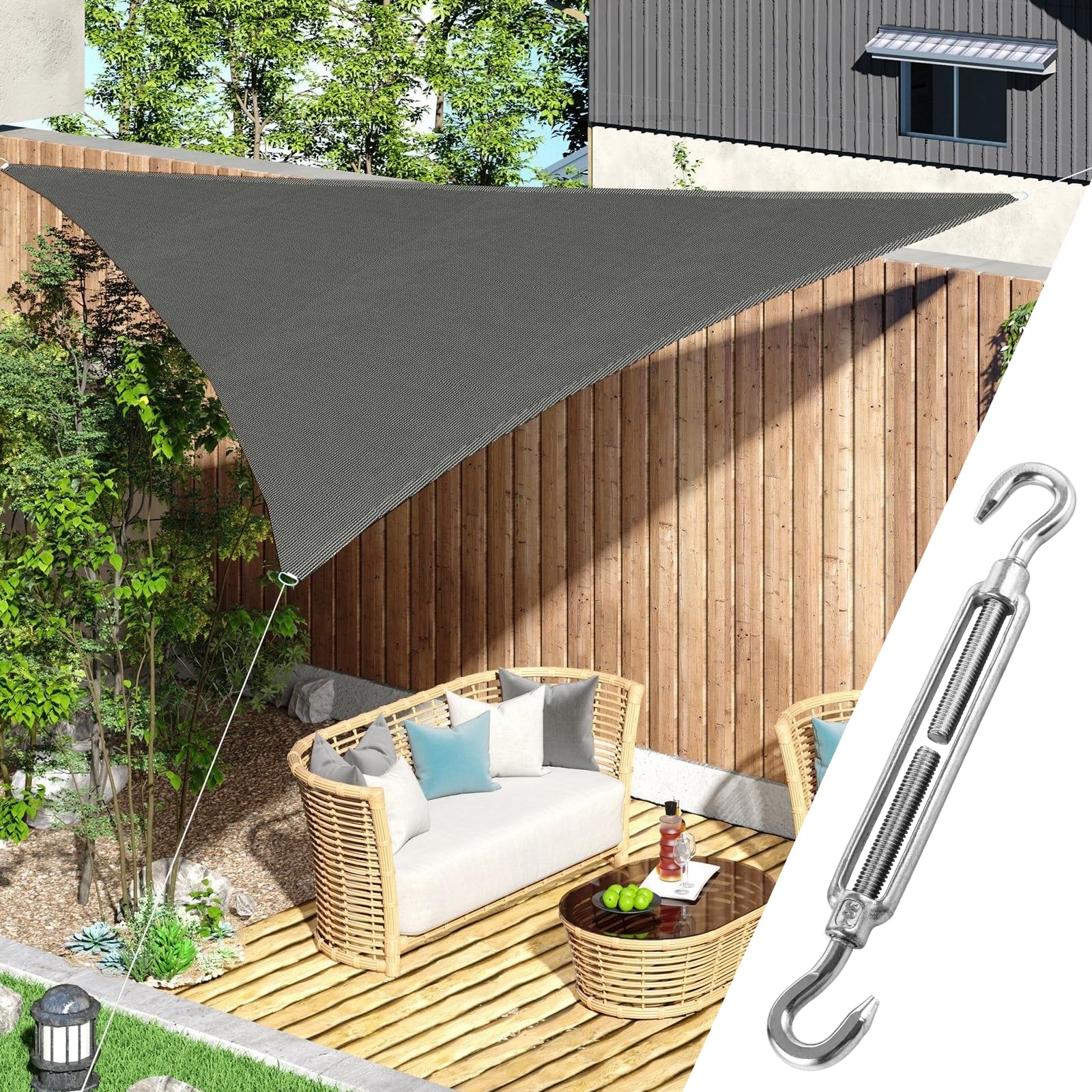 12 tenditori M8 x 192 mm, in acciaio inox 304, tenditori regolabili con ganci, tenditori per tende da sole, tenditori per filo da giardino