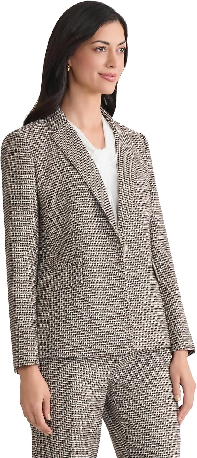 Kasper Womens Houndstooth One Button Jacket - Image 2