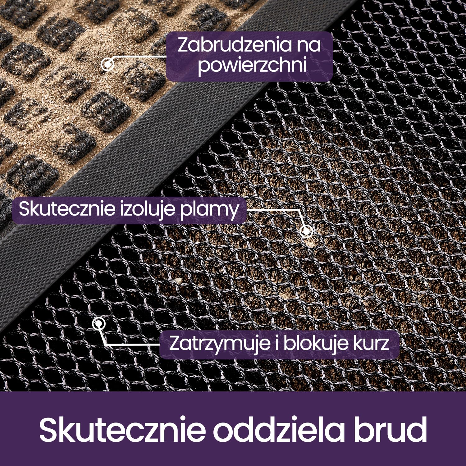 DEXI Wycieraczka pod drzwi wejściowe, 43 x 76 cm, antypoślizgowa mata na drzwi, antypoślizgowa, do użytku wewnątrz i na zewnątrz, nadaje się do prania, ciemnoszara | Odporny na kurz, odporny na zabrudzenia, niski profil, do drzwi, ogrodu i podwórza